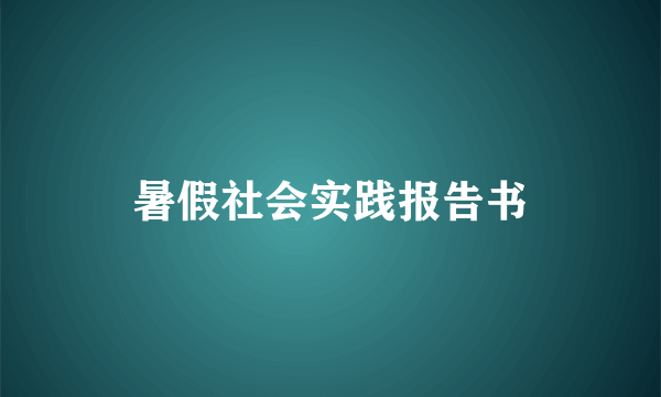 暑假社会实践报告书