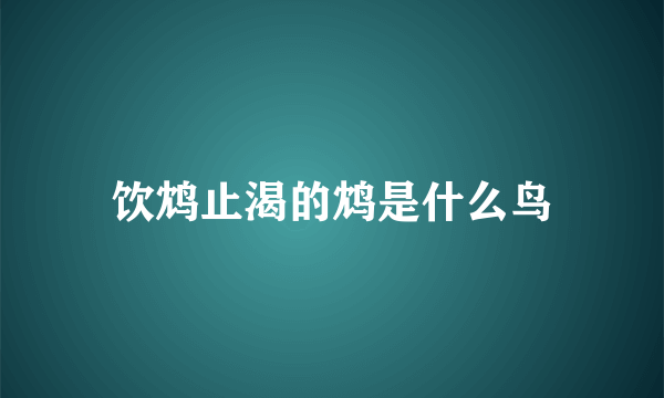 饮鸩止渴的鸩是什么鸟