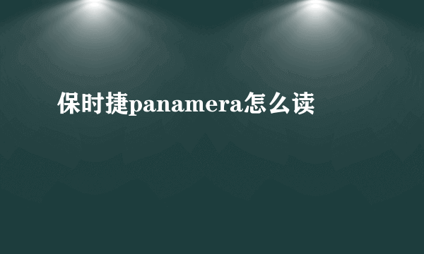 保时捷panamera怎么读