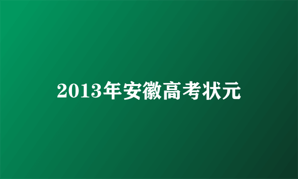 2013年安徽高考状元