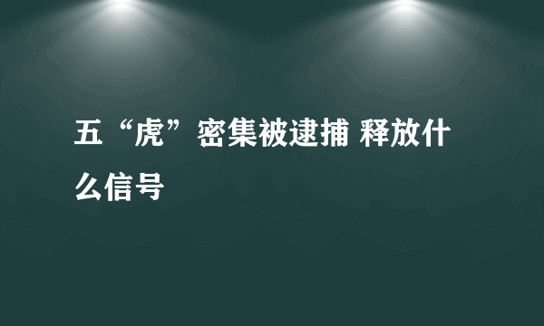 五“虎”密集被逮捕 释放什么信号