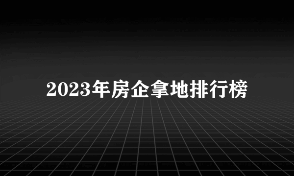 2023年房企拿地排行榜