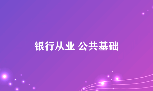 银行从业 公共基础