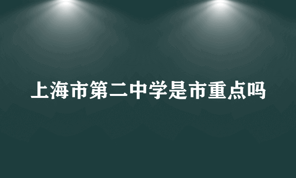 上海市第二中学是市重点吗