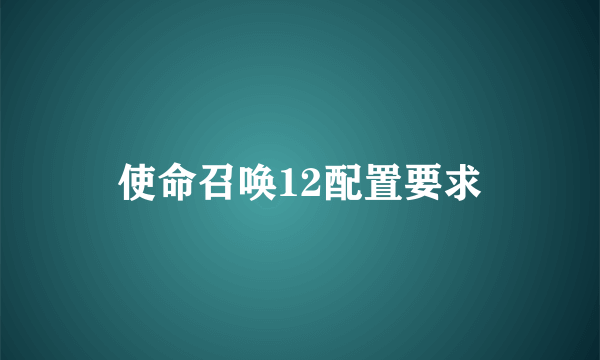 使命召唤12配置要求