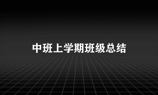 中班上学期班级总结