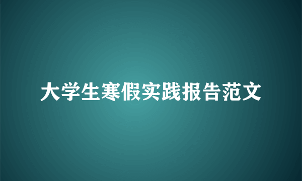 大学生寒假实践报告范文