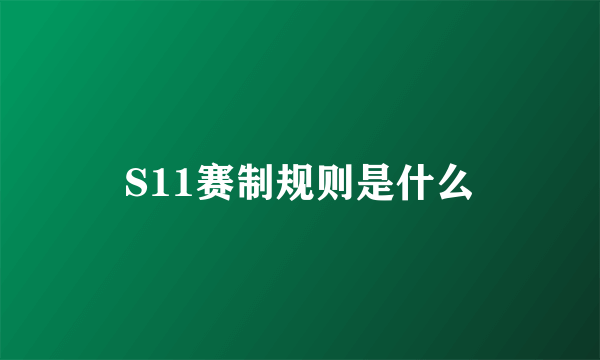 S11赛制规则是什么