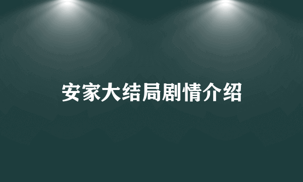 安家大结局剧情介绍