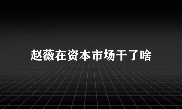 赵薇在资本市场干了啥