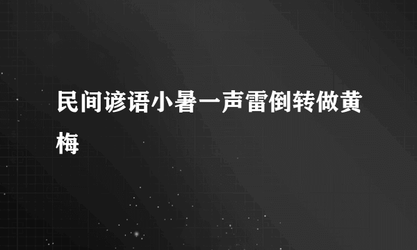 民间谚语小暑一声雷倒转做黄梅