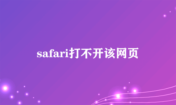 safari打不开该网页