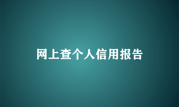 网上查个人信用报告