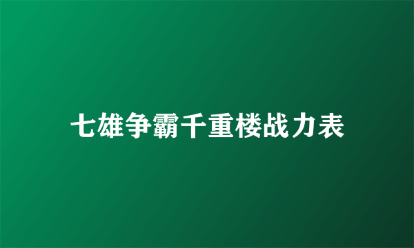 七雄争霸千重楼战力表