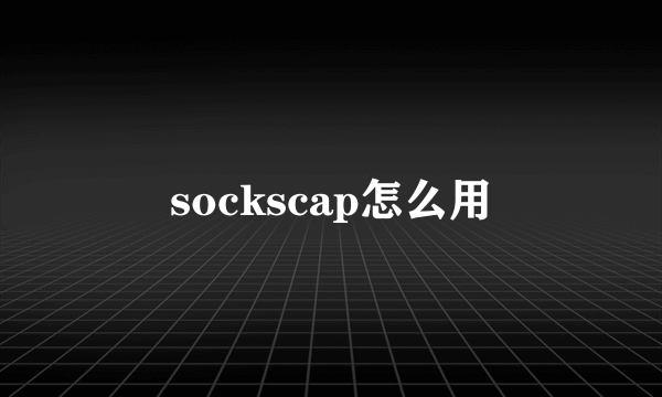 sockscap怎么用