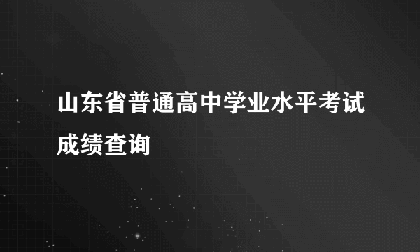 山东省普通高中学业水平考试成绩查询