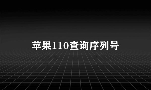 苹果110查询序列号