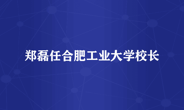 郑磊任合肥工业大学校长