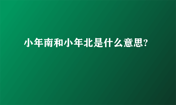 小年南和小年北是什么意思?