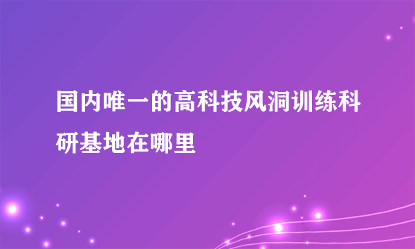 国内唯一的高科技风洞训练科研基地在哪里