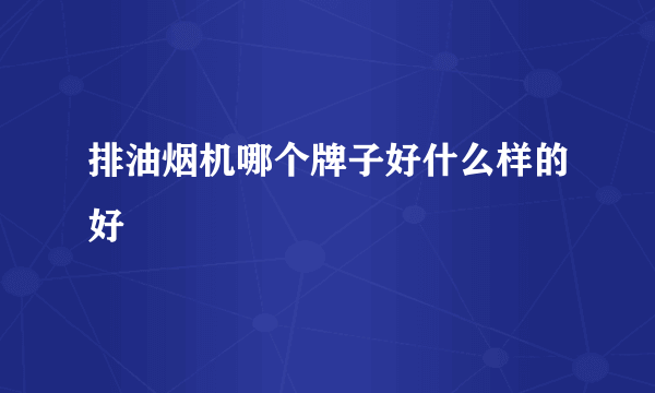 排油烟机哪个牌子好什么样的好