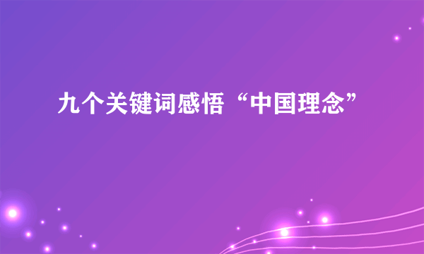 九个关键词感悟“中国理念”