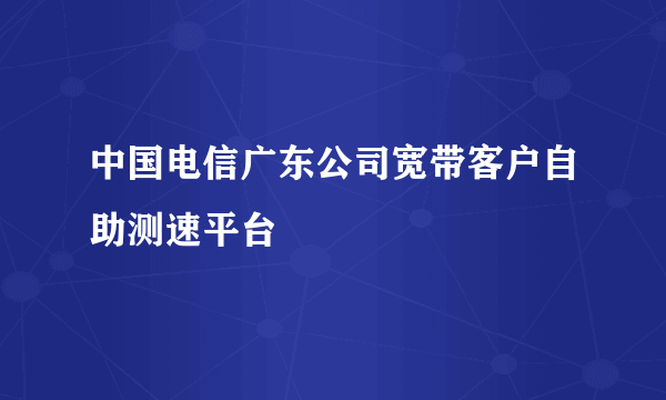 中国电信广东公司宽带客户自助测速平台