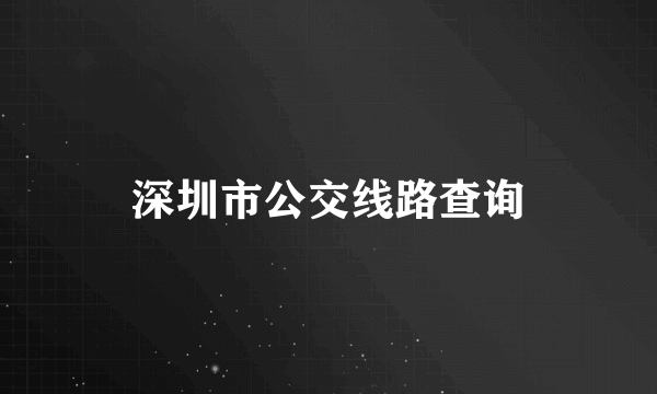 深圳市公交线路查询