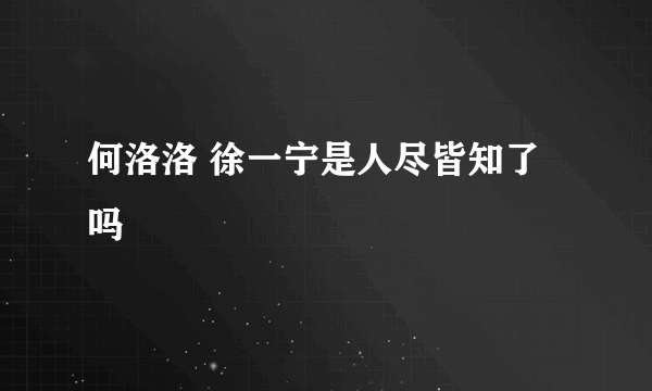 何洛洛 徐一宁是人尽皆知了吗