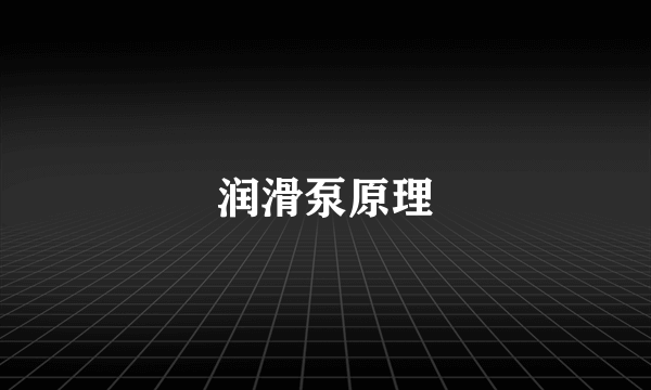 润滑泵原理