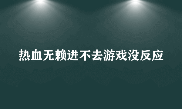 热血无赖进不去游戏没反应