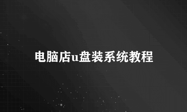 电脑店u盘装系统教程