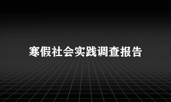 寒假社会实践调查报告