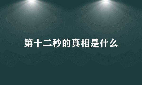 第十二秒的真相是什么