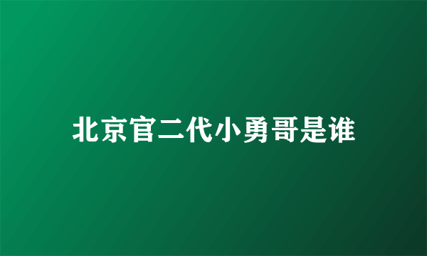 北京官二代小勇哥是谁