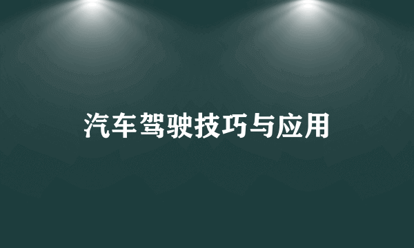 汽车驾驶技巧与应用