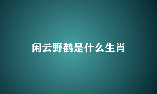 闲云野鹤是什么生肖