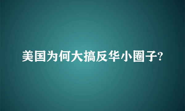 美国为何大搞反华小圈子?