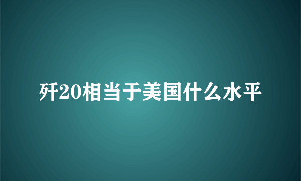 歼20相当于美国什么水平