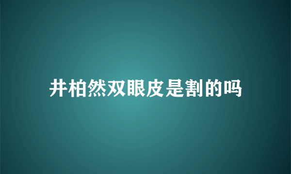 井柏然双眼皮是割的吗