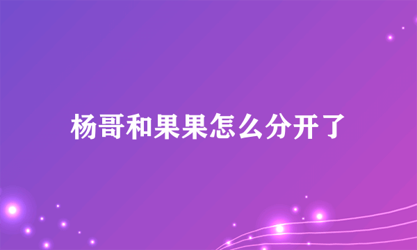 杨哥和果果怎么分开了