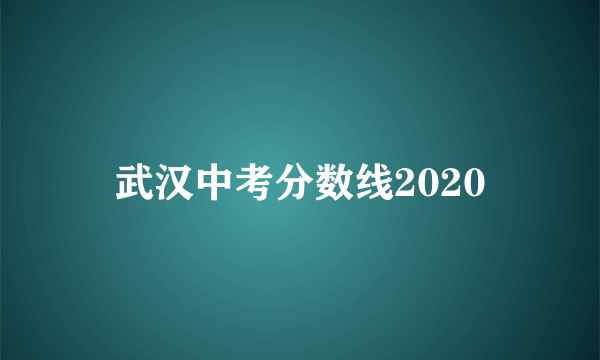 武汉中考分数线2020