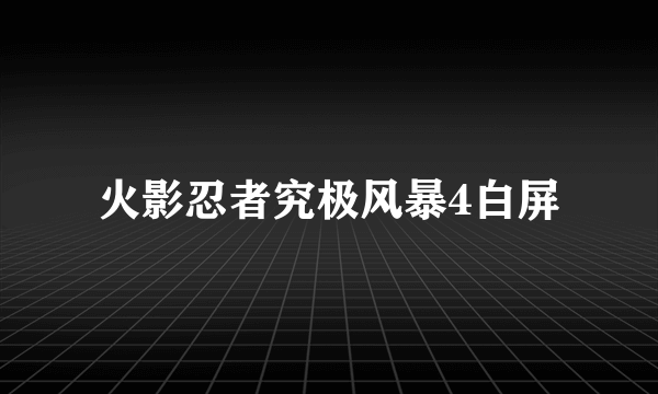 火影忍者究极风暴4白屏