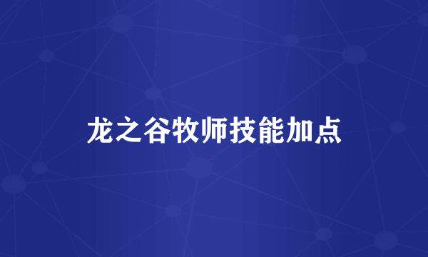 龙之谷牧师技能加点