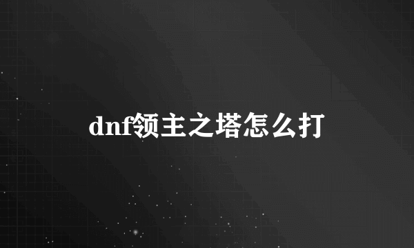 dnf领主之塔怎么打