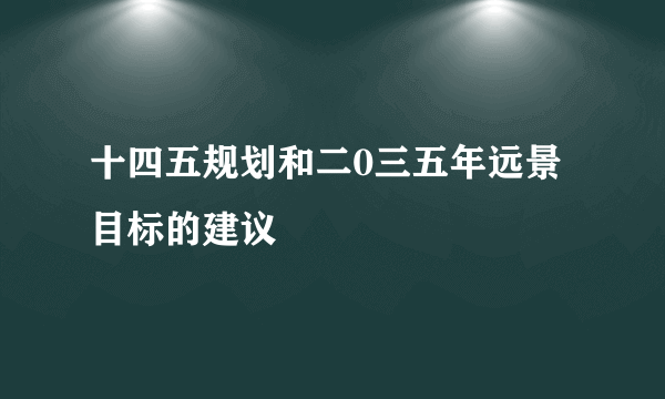 十四五规划和二0三五年远景目标的建议