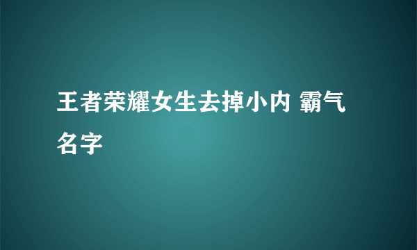 王者荣耀女生去掉小内 霸气名字