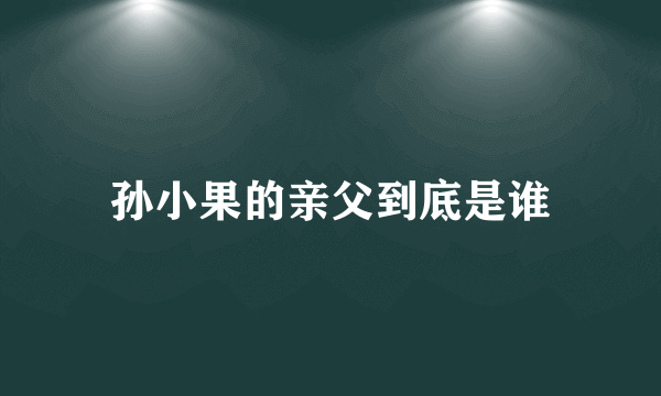 孙小果的亲父到底是谁