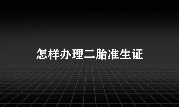 怎样办理二胎准生证