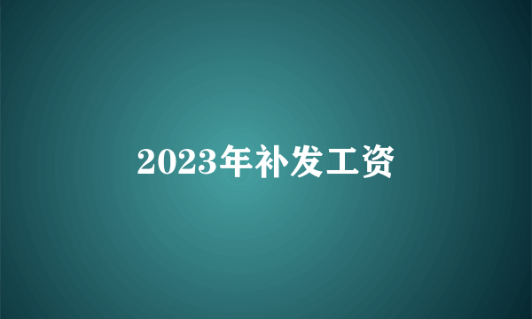 2023年补发工资